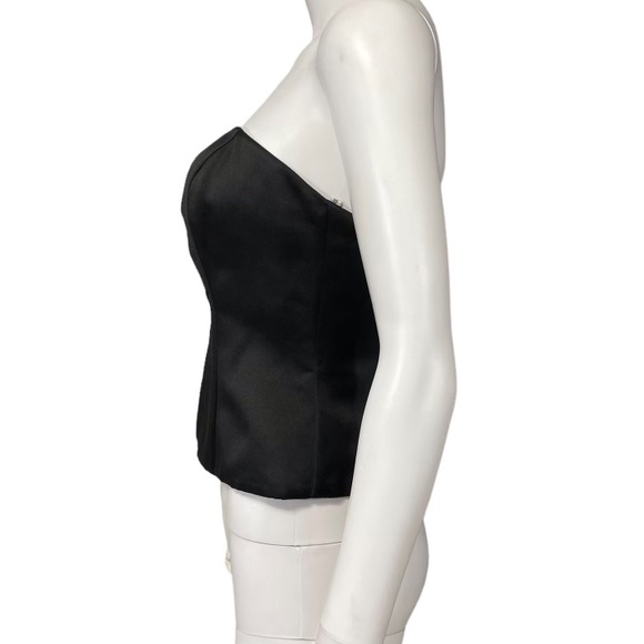 Black Satin Strapless Corset Top Black Satin Chic Date Night - Picture 2 of 6